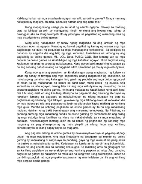 talumpati tungkol sa online games|(DOC) EPEKTO NG ONLINE GAMES .